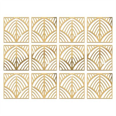 Melairya Mirror Wall Stickers, Removable Furniture Mirror Stickers, DIY Mirror Plastic Tile Stickers for Cabinet Wall Decor (Color : Gold, Size : 27x27cm-12pcs)