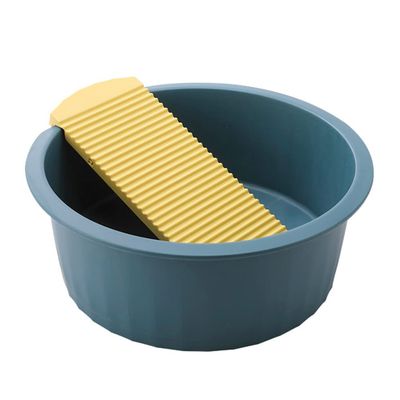 Ipetboom Washboard Basin Set 14 Inch Hand Washing Clothes Basin with Non-Slip Washboard for Household and Baby Laundry Durable Plastic Washbasin for Infant Clothes Cleaning