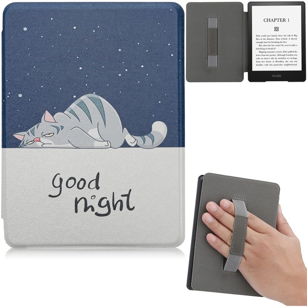 Artyond Case for Kindle Paperwhite 2021, Lightweight Hand Strap Cover with Auto Sleep/Wake Case for 6.8" Kindle Paperwhite 11th Generation 2021 and Kindle Paperwhite Signature Edition, Cat