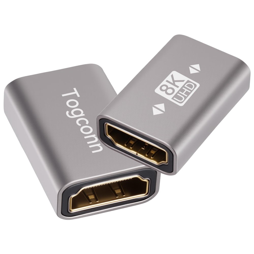 Togconn 8K HDMI Coupler 2 Pack, HDMI 2.1 Female to Female Connector HDMI Extension Adapter, Supports 4K@120Hz,8K@60Hz, 2K, Compatible with HDTV, Monitors, Laptop, Projector, PS5/4, Xbox X