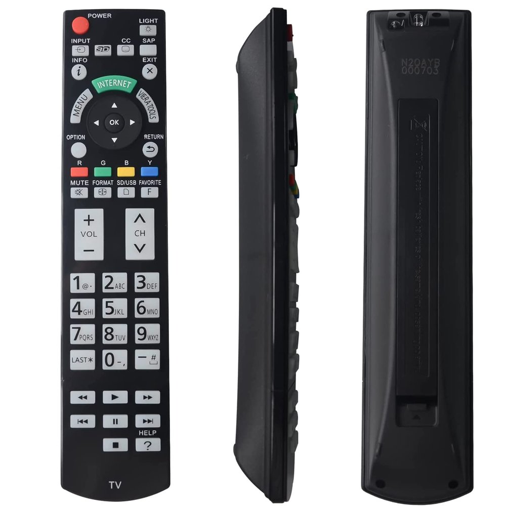 Beyution N2QAYB000703 Replace Remote Control Fit for Panasonic TV TC-L42ET5 TC-P55VT50 TC-P50ST50 TC-L55ET5 TC-L55DT50 TC-L47ET5 TC-P55ST50 TC-P60ST50 TC-L47DT50 TC-L4DT50 TC-P65ST50 N2QAYB000777