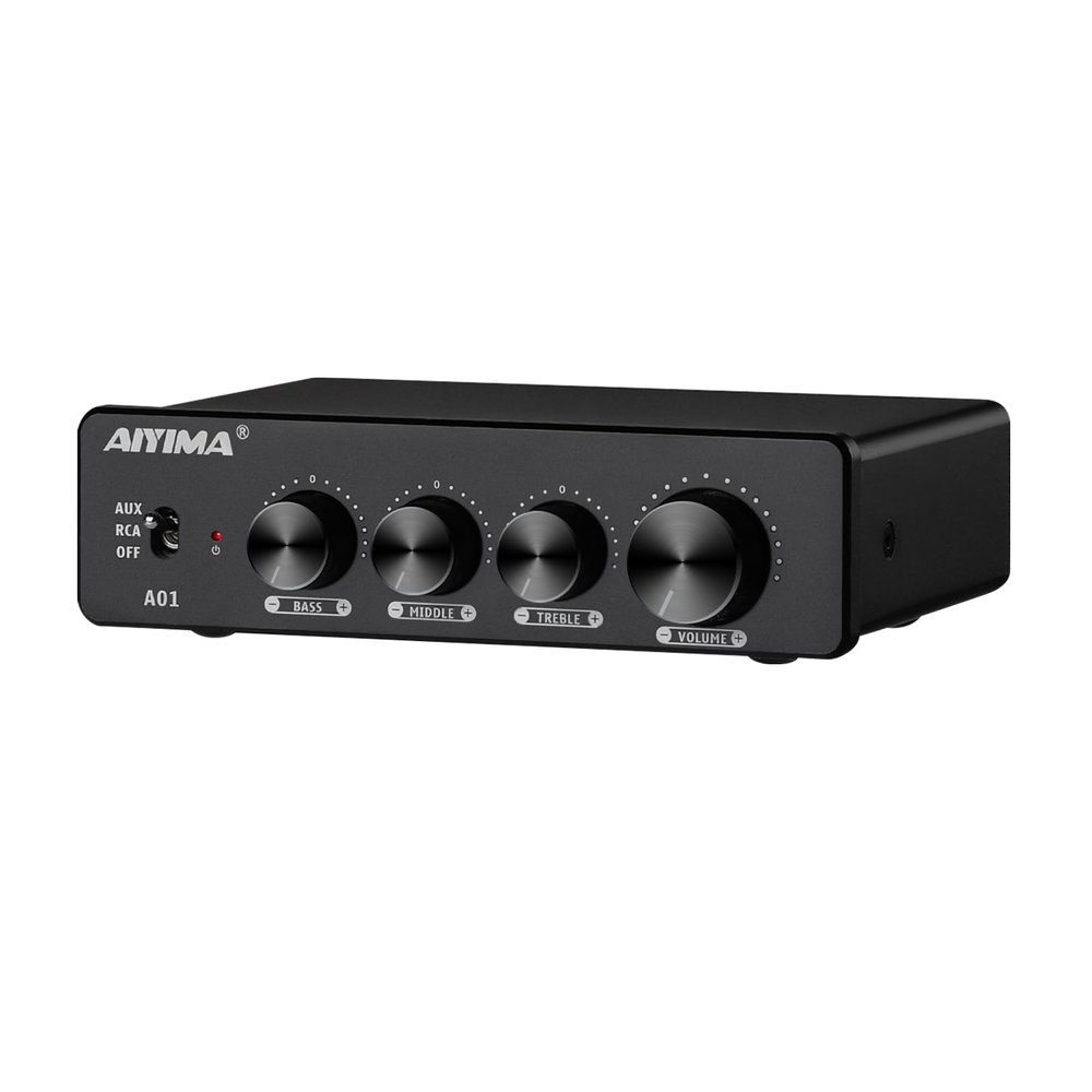 AIYIMA A01 100W +100W TPA3116 Stereo Amplifier 2.0/2.1 Channel Class D Audio Amp Receiver with 3.5mm AUX Output + DC24V Power Adapter for Home Audio Speaker