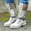 ZBYY Cowboy Mid Calf Boots for Women Chunky Low Heels Western Combat Boots Winter Low Heel Round Toe Slip On Knight Riding Boots view 2