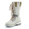 ZBYY Cowboy Mid Calf Boots for Women Chunky Low Heels Western Combat Boots Winter Low Heel Round Toe Slip On Knight Riding Boots view 3