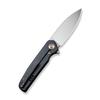 WE KNIFE WE20052C-1 Blue Satin Polished Patterned Titanium Presentation Handle with Black Titanium Lock Side Handle view 2