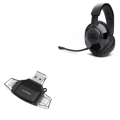 BoxWave Smart Gadget Compatible with JBL Quantum 350 Wireless - AllReader SD Card Reader, microSD Card Reader SD Compact USB - Jet Black