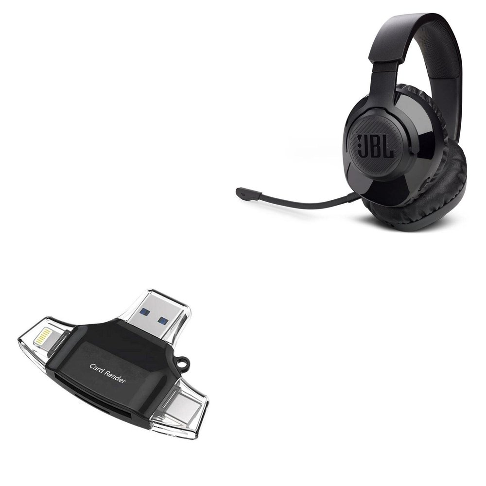 BoxWave Smart Gadget Compatible with JBL Quantum 350 Wireless - AllReader SD Card Reader, microSD Card Reader SD Compact USB - Jet Black