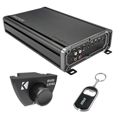 KICKER CX Series 46CXA12001T Mono Subwoofer Amplifier and 46CXARCT Dash-Mount Wired Remote and DIAS Keychain