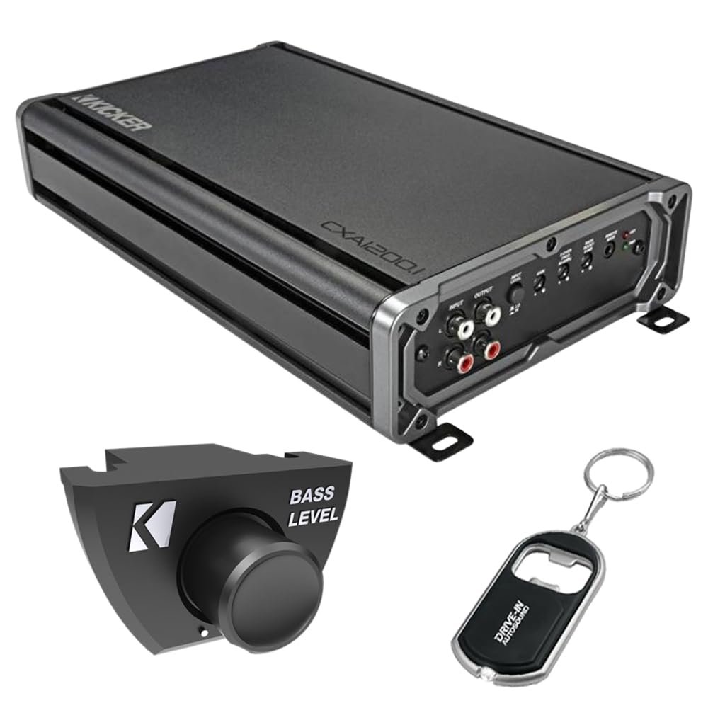 KICKER CX Series 46CXA12001T Mono Subwoofer Amplifier and 46CXARCT Dash-Mount Wired Remote and DIAS Keychain