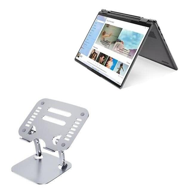BoxWave Stand and Mount Compatible with Lenovo Yoga 7i (14 in - 82QE) - Executive VersaView Laptop Stand, Ergonomic Adjustable Viewing Angle Metallic Riser - Metallic Silver