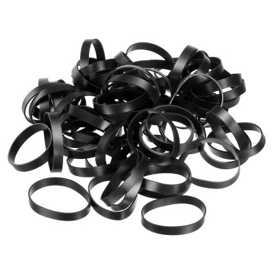 PATIKIL Silicone Rubber Bands Cable Ties 100pcs Non-slip 1 7/8" Flat Black for Cord Wrapping, Bag Wraps, Art