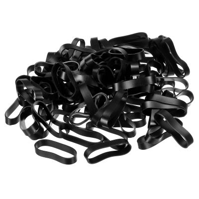 PATIKIL Silicone Rubber Bands Cable Ties 50pcs Non-slip 1 1/4" Flat 5/16" Width Black for Cord Wrapping, Bag Wraps, Art