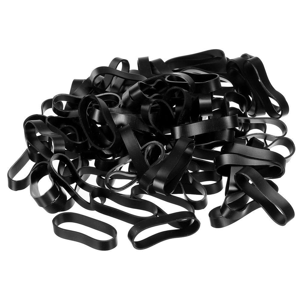 PATIKIL Silicone Rubber Bands Cable Ties 50pcs Non-slip 1 1/4" Flat 5/16" Width Black for Cord Wrapping, Bag Wraps, Art