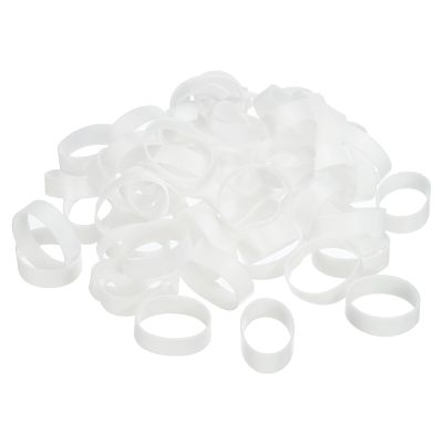 PATIKIL Silicone Rubber Bands Cable Ties 200pcs Non-slip 1 1/4" Flat White for Cord Wrapping, Bag Wraps, Art