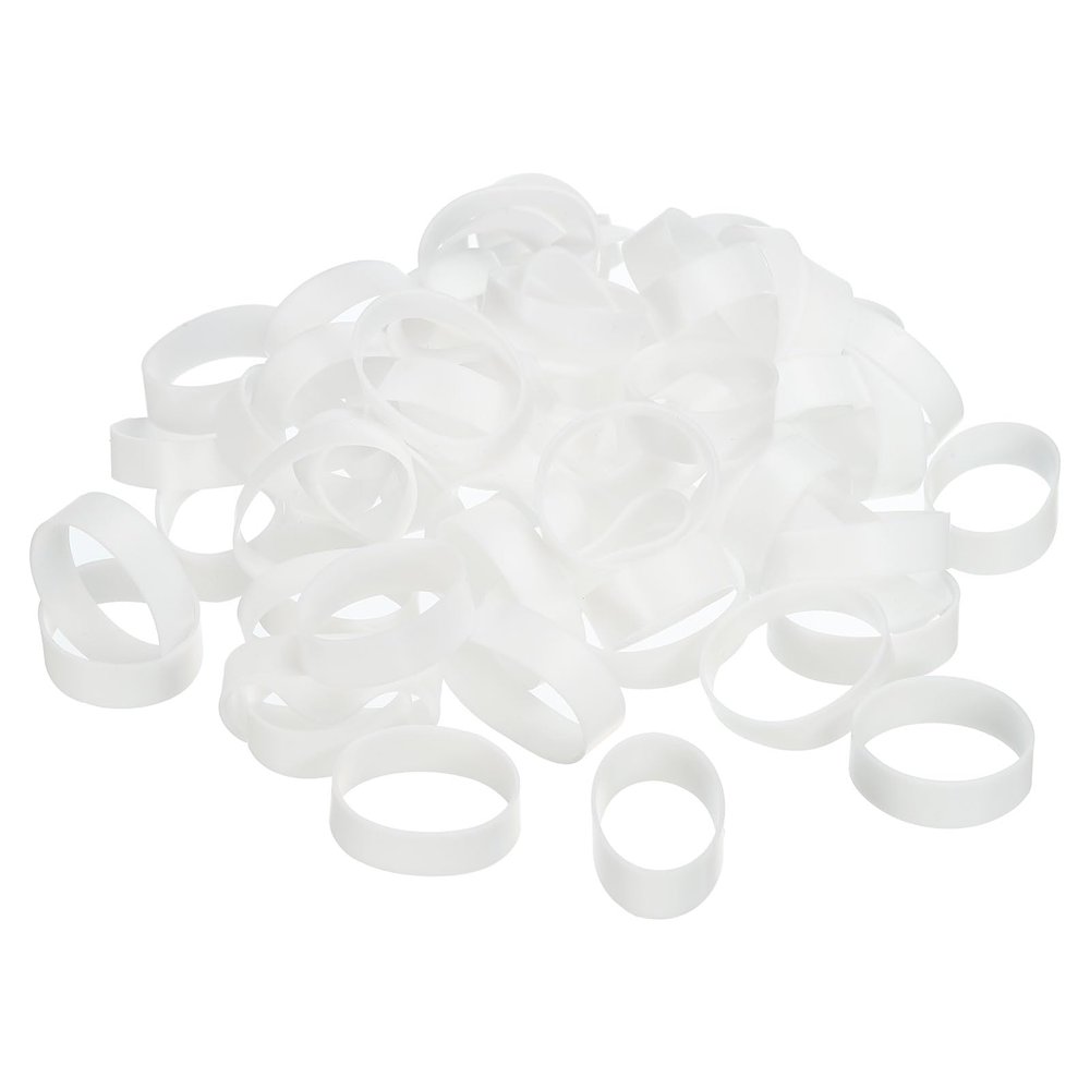 PATIKIL Silicone Rubber Bands Cable Ties 200pcs Non-slip 1 1/4" Flat White for Cord Wrapping, Bag Wraps, Art