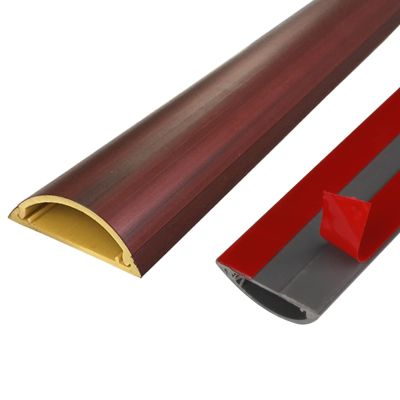 PVC Wood Grain Cable Concealer Hider, Half Round Floor Wire Organizer Paintable Cable Trunking Self-Adhesive Backing for Under Desk/Corner (Color : B, Size : No.3)
