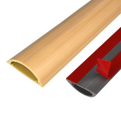 PVC Wood Grain Cable Concealer Hider, Half Round Floor Wire Organizer Paintable Cable Trunking Self-Adhesive Backing for Under Desk/Corner (Color : E, Size : No.3)