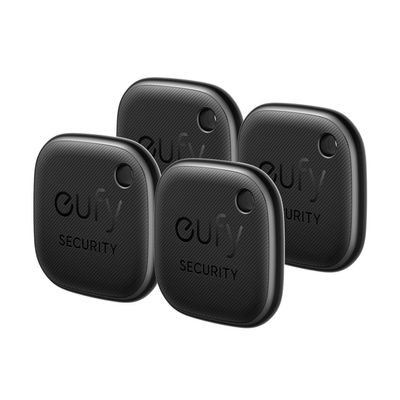 eufy Security by Anker SmartTrack Link (Black, 4-Pack), Android not Supported, Works with Apple Find My (iOS only), Key Finder, Bluetooth Tracker for Earbuds and Luggage, Phone Finder, Water Resistant