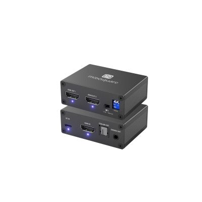 HDMI Splitter with Audio Extractor, HDMI Splitter 1 in 2 Out 4k 60 with 3.5mm Stereo Audio and Multi-Resolution Output, Supports Downscale, HDR, 18 Gbps, HDCP 2.2, for Xbox PS5 Soundbar UHD TV