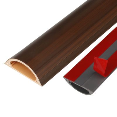 HAIXHX PVC Wood Grain Cable Concealer Hider, Half Round Floor Wire Organizer Paintable Cable Trunking Self-Adhesive Backing for Under Desk/Corner (Color : ligjt Grey, Size : No.5)