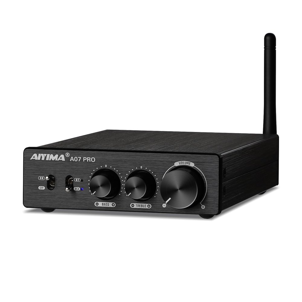 AIYIMA A07 Pro TPA3255 Stereo Amplifier Bluetooth 5.2 300Wx2 HiFi Class D Amp 2.0/2.1 Channel Audio Power Amp for Home Audio Speaker with Bass Treble knobs& 3.5mm Line Output,Supports 24-48V