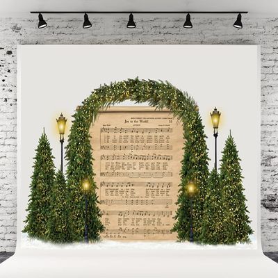 10x10ft Christmas Tree Background for Photography Christmas Sound Spectrum Backdrops Street Light Color Light Background for Family Party Wall Decoration Photo Studio Props