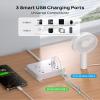 TROND Ultra Flat Plug Power Strip - Extension Cord 10FT with 3 USB Chargers, Power Strip with Long Cord, 3 Widely Outlets Charging Station, Wall Mount for Home Dorm Room Essentials view 4