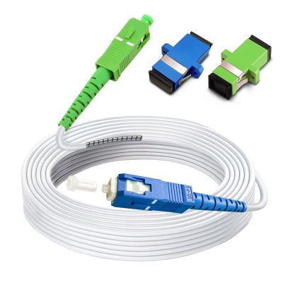 100ft (30 Meters) SM SC/UPC to SC/APC Fiber Optic Patch Cable, Armored Single Mode Patch Cable, Fiber Optic Jumper Optical Patch Cord - SIMPLEX - 9/125um - OS1/OS2 Compatible, LSZH White