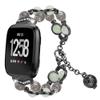 EXENXA Watch Band Compatible with Fitbit Versa 4, Fashion Women Girl Stainless Steel + Pearl Replacement Strap Adjustable Metal Wrist Band Compatible with Fitbit Versa 4 - Black view 1