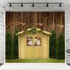 10x10ft Christmas Wood Backdrops Christmas Barn Door Photography Background Christmas Tree Star Brown Wooden Wall Background for Family Party Wall Decoration Photo Studio Props view 1