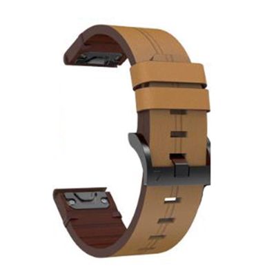 HAZELS Leather QuickFit Watch Band Strap for Garmin Fenix 7X 6X 5X 3 3HR Wristband Strap for Garmin Fenix 7 6 5 935 945 Watch 22 26mm Strap (Color : Light Brown, Size : 26mm Fenix 7X)