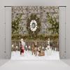 10x10ft Christmas Photography Backdrop Christmas Brick Wall Pine Branch Background Fence Santa Claus Reindeer Snowman Background view 2