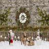 10x10ft Christmas Photography Backdrop Christmas Brick Wall Pine Branch Background Fence Santa Claus Reindeer Snowman Background view 3