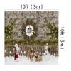 10x10ft Christmas Photography Backdrop Christmas Brick Wall Pine Branch Background Fence Santa Claus Reindeer Snowman Background view 4