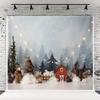 10x6.5ft Outdoor Forest Christmas Background Wildlife Park Snow Scenery Lantern Backdrop for Kids Newborn Photo Booth Props Baby Shower backdrops view 1