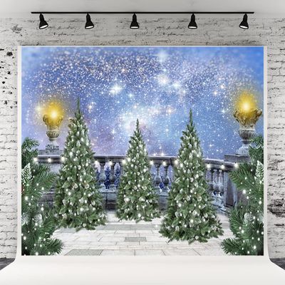 10x6.5ft Christmas Tree Background Christmas Snow Photography Background Fairyland Starry Sky Background for Newborn Baby Shower Family Xmas Holiday Party Decorations Background