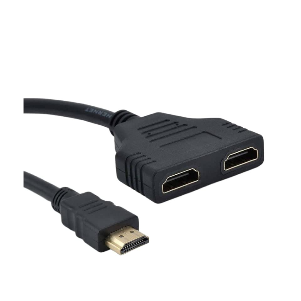Otobaijeni Links HDMI-Compatible Splitter 1 in 2 Out, 4K Cable for Dual Monitors Duplicate/Mirror Only, 1x2 HDMI Splitter 1 to 2 Amplifier for Full HD 1080P 3D with 0.3m 30cm 1ft Cable