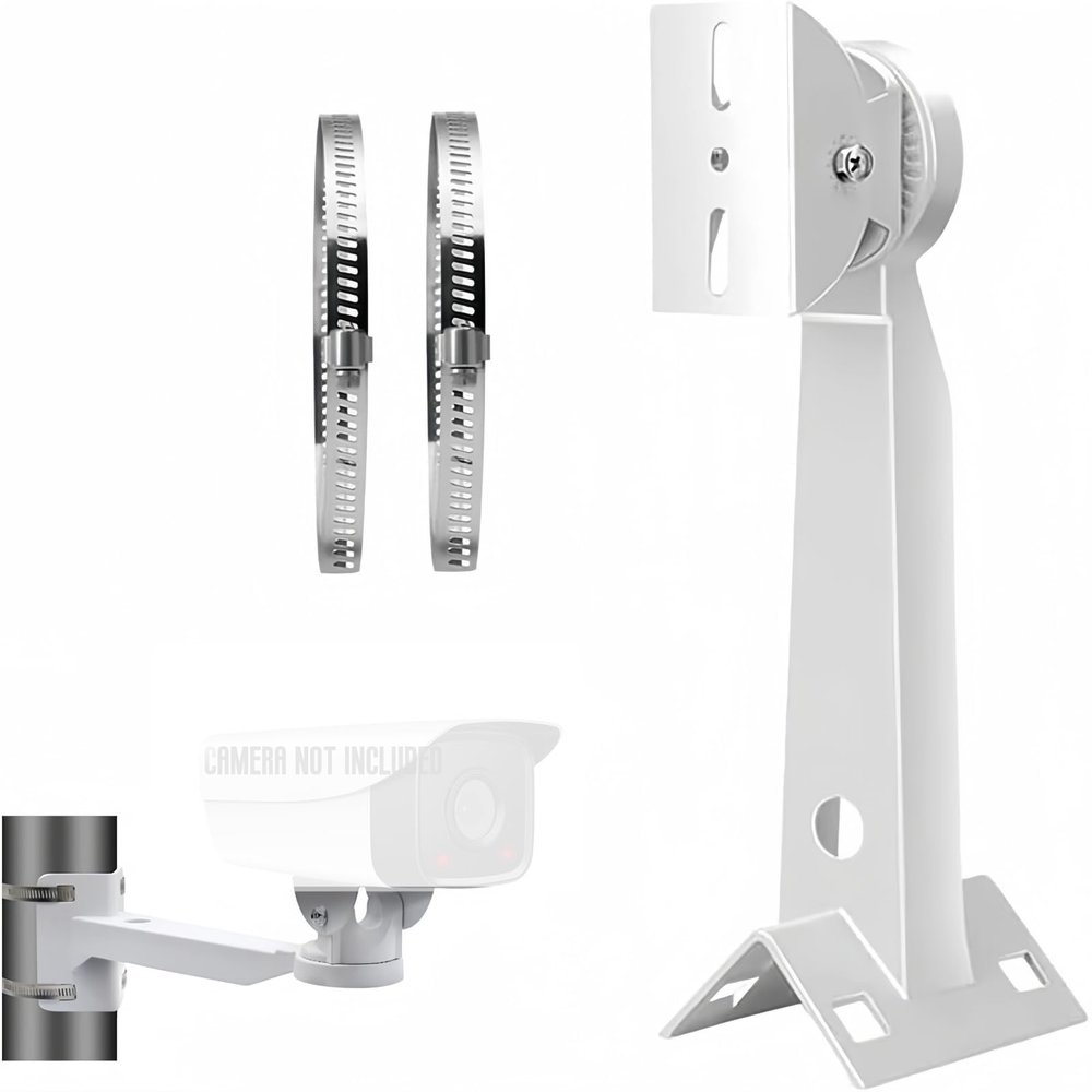 V-Fiabilidad 11.8'' (300mm) Heavy Duty CCTV Camera Mount Bracket - Weatherproof Pole/Wall/Corner Mount, Adjustable 90 Tilt for Bullet/PTZ/Dome IP Security Cameras