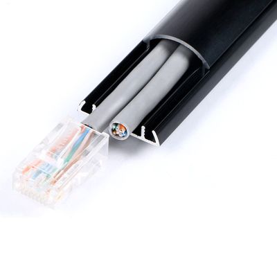 HAIXHX Aluminum Alloy Cable Raceway Cord Cover, Sturdy Wall Mount Cable Concealer Management for Revent Cable Trips & Protect Wires (Color : Black, Size : No.5)