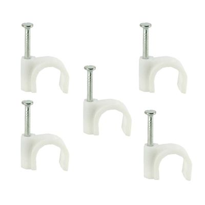 Angoily Cable Management Essential 100 Pcs Round Cable Wire Clips Wire Clamps Durable Plastic Weatherproof for Indoor Outdoor Use