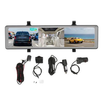 10 Mirror Cam, 3 Channel Front Inside and Rear View Mirror Backup Camera, Triple Backup Rearview Mirror Camera, Touch Screen, GPS, , Parking Assistance