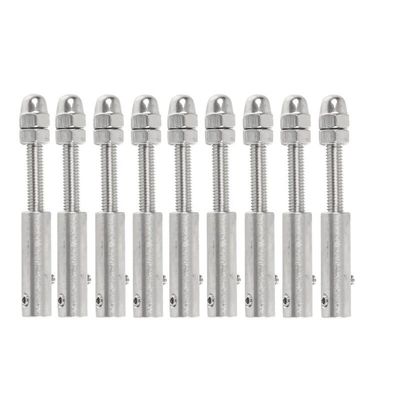 PROPFE Wire Rope Clamps 10pcs Cable Railing 1/8" Wire Rope 3mm Threaded Stud Tension End Fitting Toggle Anchor Terminal for Wood Stair Deck Post Wire Rope Clips (Size : for 3mm Wire)
