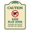 Caution Kids Play Zone Please No Poo Or Pee On Grass Dcor Sign, Green Light, 18x24 Inches, ACM, Fade Resistant, Made in USA view 1