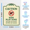 Caution Kids Play Zone Please No Poo Or Pee On Grass Dcor Sign, Green Light, 18x24 Inches, ACM, Fade Resistant, Made in USA view 2