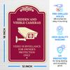 Hidden and Visible Cameras Video Surveillance for Owner Protection Dcor Sign, Burgundy Dark, 12x18 Inches, ACM, Fade Resistant, Made in USA view 2