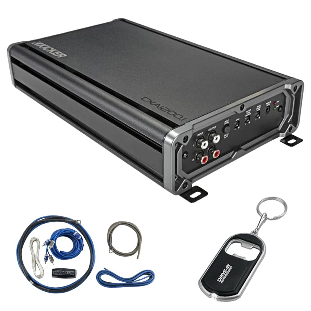 Kicker 46CXA12001T 1200W Mono Class D Subwoofer Amp with 46CK8 amp Wiring kit and DIAS Keychain