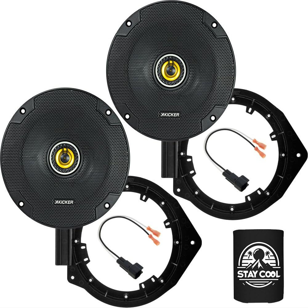 KICKER Speakers 6.5 inch for Chevrolet Spark 2016-2020 Upgrade Kit - Pair of CS Series with Adapters and Harness, Coaxial 6 1/2 Car Audio Front or Rear Door Speaker for Chevy CSC65, 46CSC654