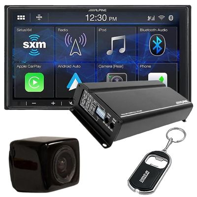 Alpine ILX-407 7" Shallow-Chassis Multimedia Receiver and KTA-450 Compact 4-Channel Amplifier and Back-Up Camera