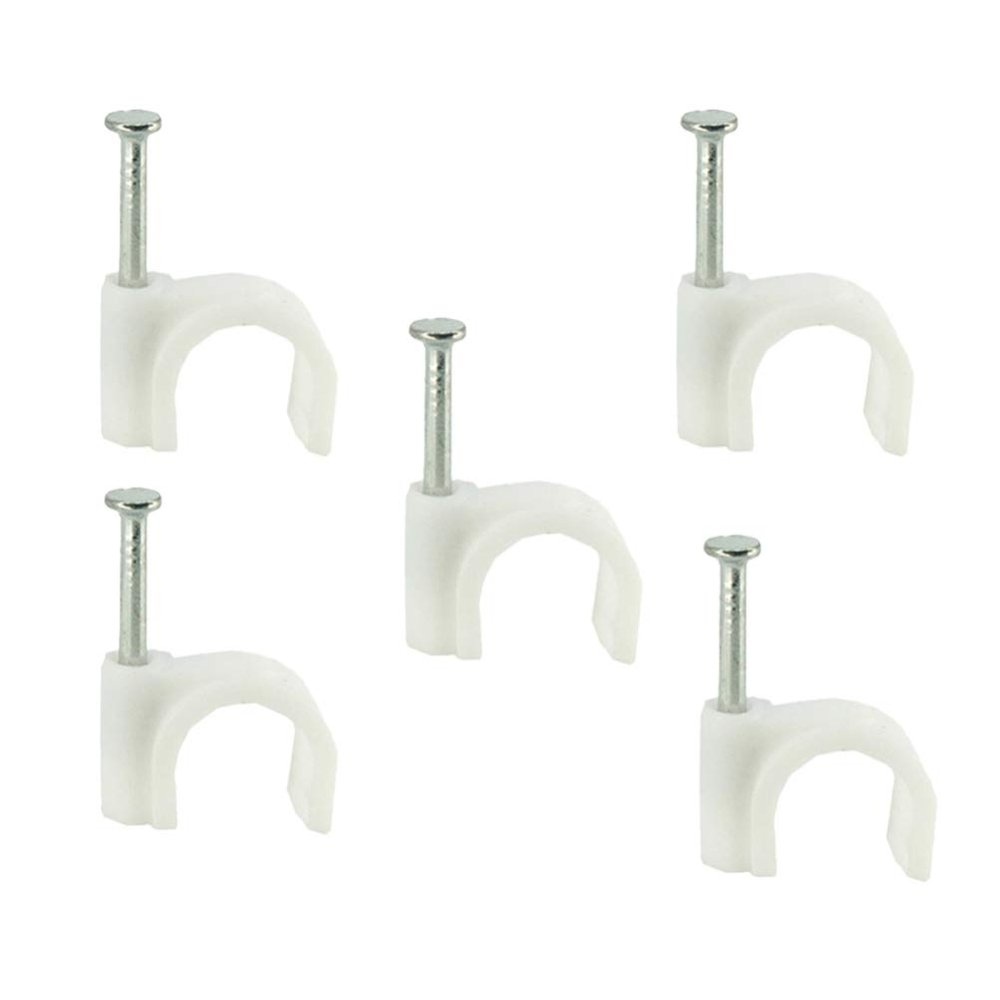Angoily Plastic Line Cards 100 Pcs Round Cable Wire Clips Coaxial Cable Clamps Wire Staples for Electronics Long Lasting and Easy to Use