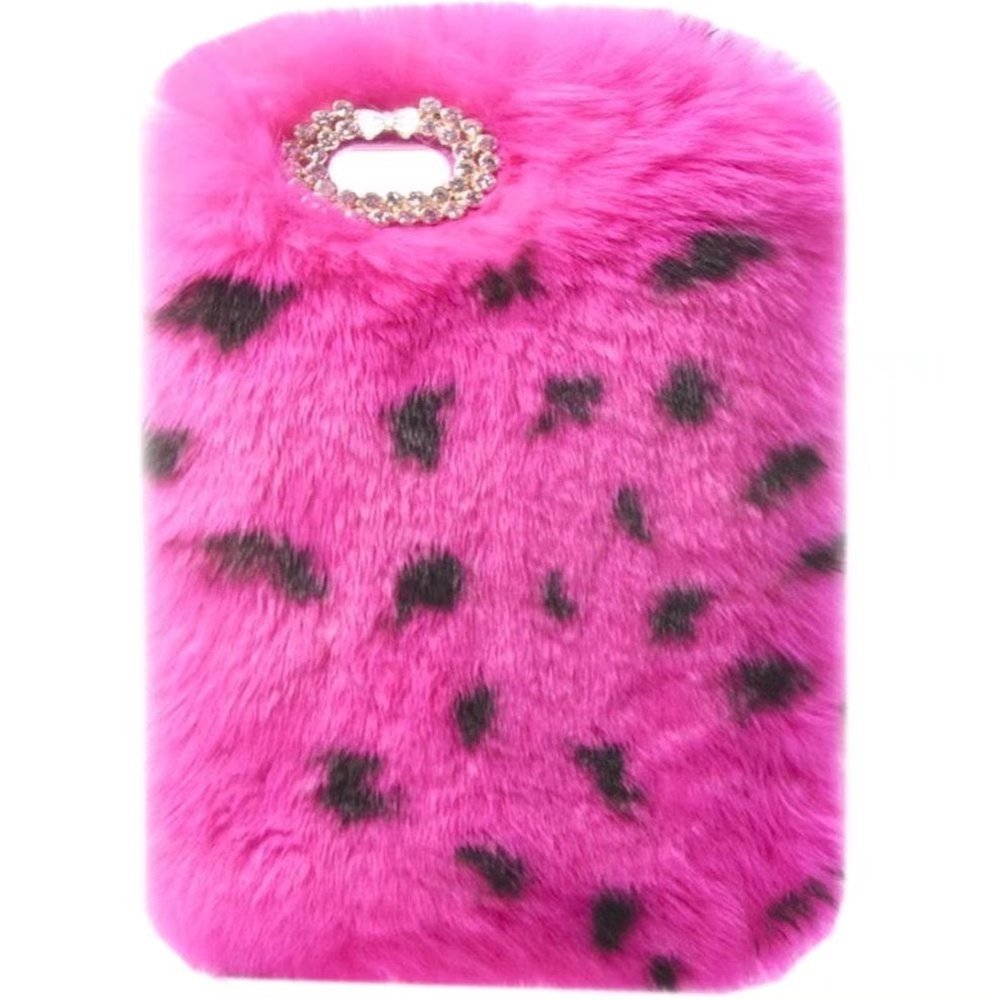 Case for Kindle Paperwhite 5 2021,Handmade Diamond Furry Luxury Bling Fluffy Winter Warm Furry Soft Rabbit Fur Plush Cover Case for Amazon Kindle Paperwhite 5 11th 6.8" 2021 (Rose Leopard)